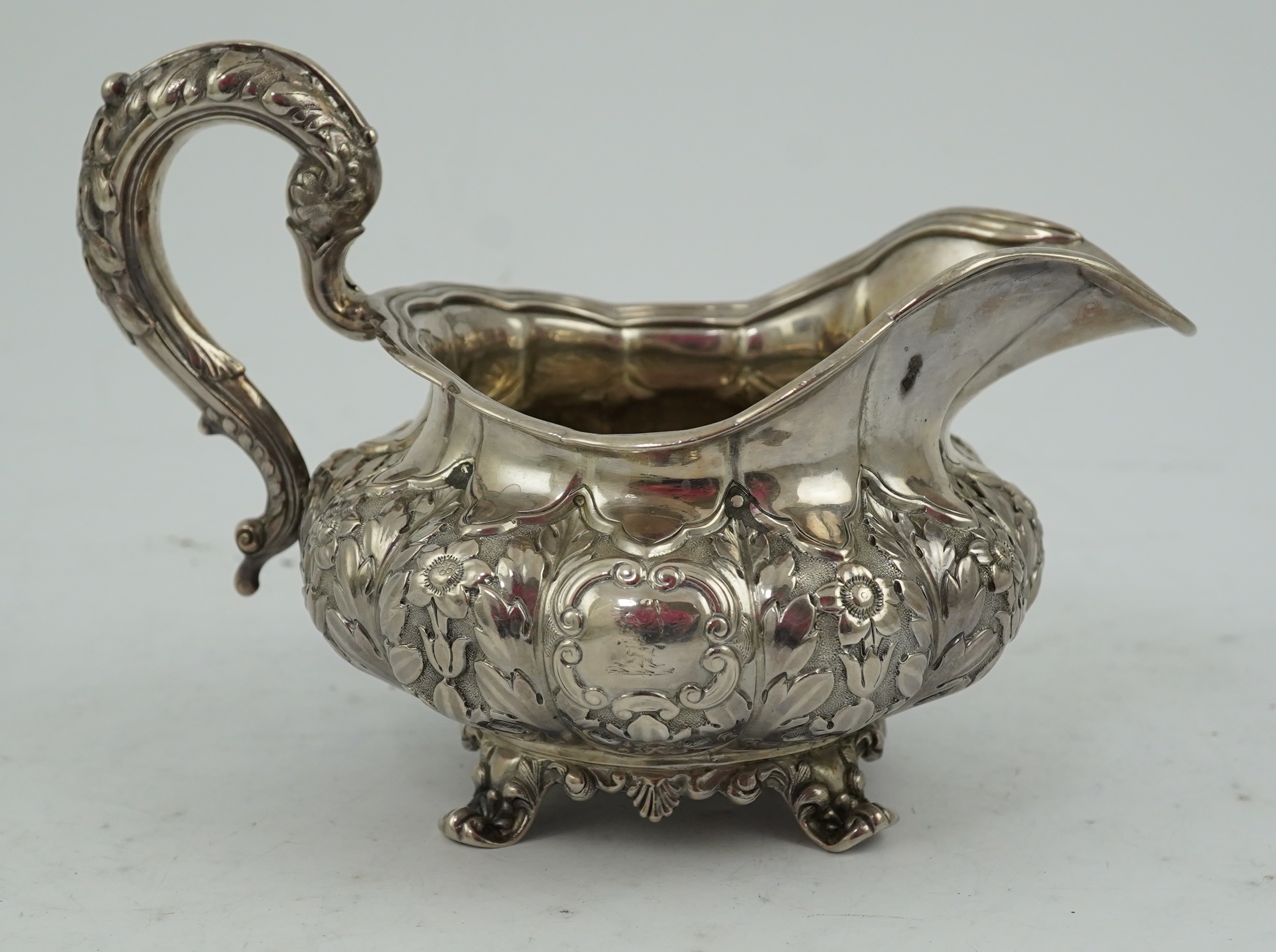 A William IV Irish silver cream jug, by James Le Bas